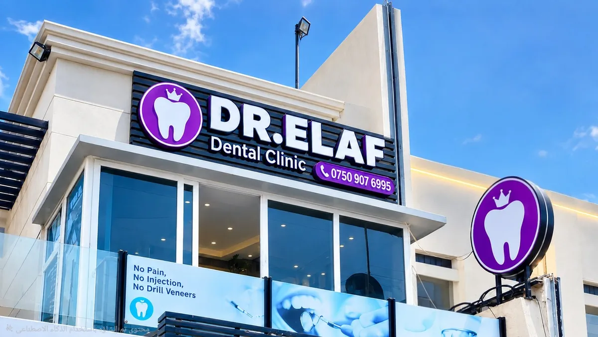 واجهة عيادة DR. ELAF لطب الأسنان في دريم سيتي، أربيل